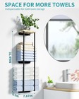 Towel Racks For Bathroom  2 Tier Wall Towel Holder With Wood Shelf  Metal  Black