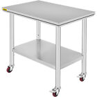 Stainless Steel Kitchen Prep   Work Table 4 Casters  wheels  - 36 In  X 24 In 