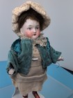 5 75  Antique German All Bisque Doll Mohair Wig Painted Blue Eyes   sf