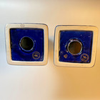 Limoges Cobalt Gold Porcelain Enamel  Candlestick Holders