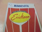 Vintage 1957 Erickson Holiday Oil Company Minnesota Road Map