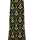 Black Gold Necktie Square Compass Masonic Diamond Freemason Fraternity New 