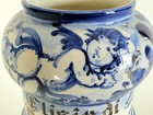 Antique  vintage Italian Apothecary    3 4 In Jar Blue Putti  elisir Di China 