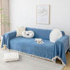 Boho Chenille Sofa Cover With Tassels Thick Couch Protector For 1-4 Seater Sofa