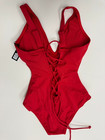 Ta3 Plungey One Piece Swimsuit Red Swim V Shaping Padded Size Large L Short New