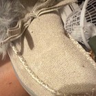 Women   s Beige gray Suede Moccasin Slip-on Slippers Faux Fur Bow Eu 40