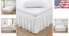 Elegant Elastic Bed Skirt With 16-inch Drop  Fits Queen king Beds  Natural White