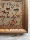 Rare Primitive Antique American Embroidery Map C1920