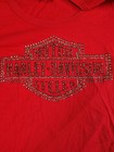 Harley Davidson  Women s Xl  Red  Rhinestone  Long Sleeve Shirt  Doc s Wisconsin