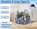 Piggy Bank For Adults Kids  Money Bank Cash Vault  Reusable Savings Box With 10k
