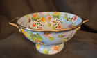 Mackenzie Childs Flower Market Powder Blue Enamel Small Strainer Colander Rare