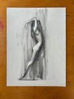 Original Charcoal Figure Drawing Signed Ooak Fine Art Study