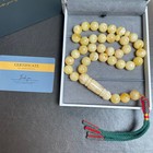 White Amber Misbaha Tasbih Islamic Prayer Beads 13mm 55g