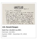 Ronald Reagan  als  Autographed Letter Signed  Rr Auction Certificate   se 