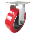 4 Heavy Duty Caster Set 6  8  Polyurethane On Aluminum Wheels Rigid Swivel Brake