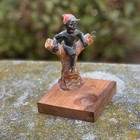 Vintage Hand Carved Black Forest Devil Imp Wood Match Holder Smoker s Desk Acces
