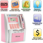 Interactive Pink Atm Piggy Bank For Kids With Coin Recognition   Savings Feature