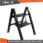 Labwork 2 Step Ladder Folding Step Stool W wide Anti-slip Pedal Aluminum Black