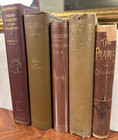 Lot 5 Vintage Red Brown Gilt Antique Victorian Decor Staging Hardcover Books