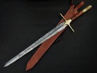 Damascus Steel Viking Sword Hand Forged Medieval Sword Replica Display
