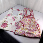 2 Vtg Full Bib Full Aprons Home Made Sewn Pinafore Kitchen Smock Floral Freeship