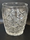 Vintage Cut Crystal Vase 9    Hobstar Fan Starburst Pattern Heavy Clear Glass