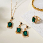 Womens Elegant Necklace Earrings Sets Cubic Zirconia Chain Charm Drop Pendant