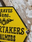 Vintage Graves Bros Porcelain Sign Old Funeral Casket Embalming Coffins Death