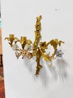 Pr  French Rococo Revival Gilt Bronze Sconces With Porcelain Flowers  19th C