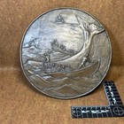 Large Antique Bronze Plaque Moby Dick Scene Rare Nautical Whaling Bronze Relief