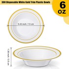 Jinei 300pcs Plastic Bowls Gold Rim 6oz Salad Dessert Soup Party Wedding Cate   