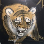 Asian Tiger Silk Painting Hand Painted Signed Framed Bamboo Wildlife Art