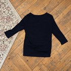 Lauren Ralph Lauren Navy Split Neck Three Quarter Sleeve Top Large