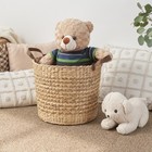 Water Hyacinth Woven Round Storage Basket 15 7  Light Brown Wicker Farmhouse