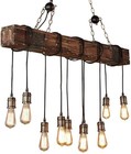 10-lights Rustic Chandelier Wooden Pendant Light Industrial Suspension Light    