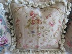 Huge Aubusson Style Romantic Roses scrolls Needlepoint Pillow Nwot Handmade