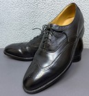 Vtg Johnston   Murphy Aristocraft Shoes Men   s 8 D Black Wingtip Oxfords Made Usa