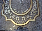Pair Antique Glass Cabinet Door Panels W Gold   Silver Overlay Each 11 75x19 75 