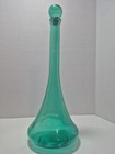 Vintage Teal Genie Bottle Decanter W stopper Made In Spain    Cork Topper 