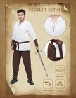 Renaissance Costume Men Medieval Viking Costume Set Halloween Size  Large New
