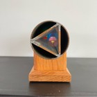 Vtg   Large Signed Sheryl Koch Brass Kaleidoscope Two Wheels Stained Glass 1984