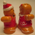2000 Christmas Gingerbread People Shakers Hand Painted Ceramic With Gloss Glaze