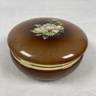 Vintage Genuine Alabaster Hand Carved Hinged Round Trinket Box Made In Italy