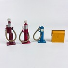 Rare 1950s - 1960s Dinky Toy Lot  3 Vintage Gas Pumps   Mobil Oil Can  t60 