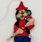 Vintage Walt Disney Productions Cloth Goofy With Candy Cane Christmas Ornament