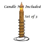 New Primitive Taper Candle Holder Spiral Design Black Set Of 3 Metal Farmhouse
