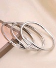 925 Sterling Silver Plated 3 Pcs  High-end Bangel Cuff Bracelet Chain Jewelry