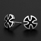 Men Unisex Black Iron Cross Stud Earrings Punk Gothic Jewelry Stainless Steel