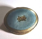 Snuff Box 800 German Silver Oval Compact Pillbox Case Hinged Blue Top 3333 Vtg