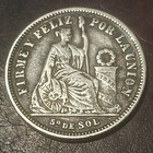 1865 Yb Peru 1 5 Sol Silver Seated Liberty
